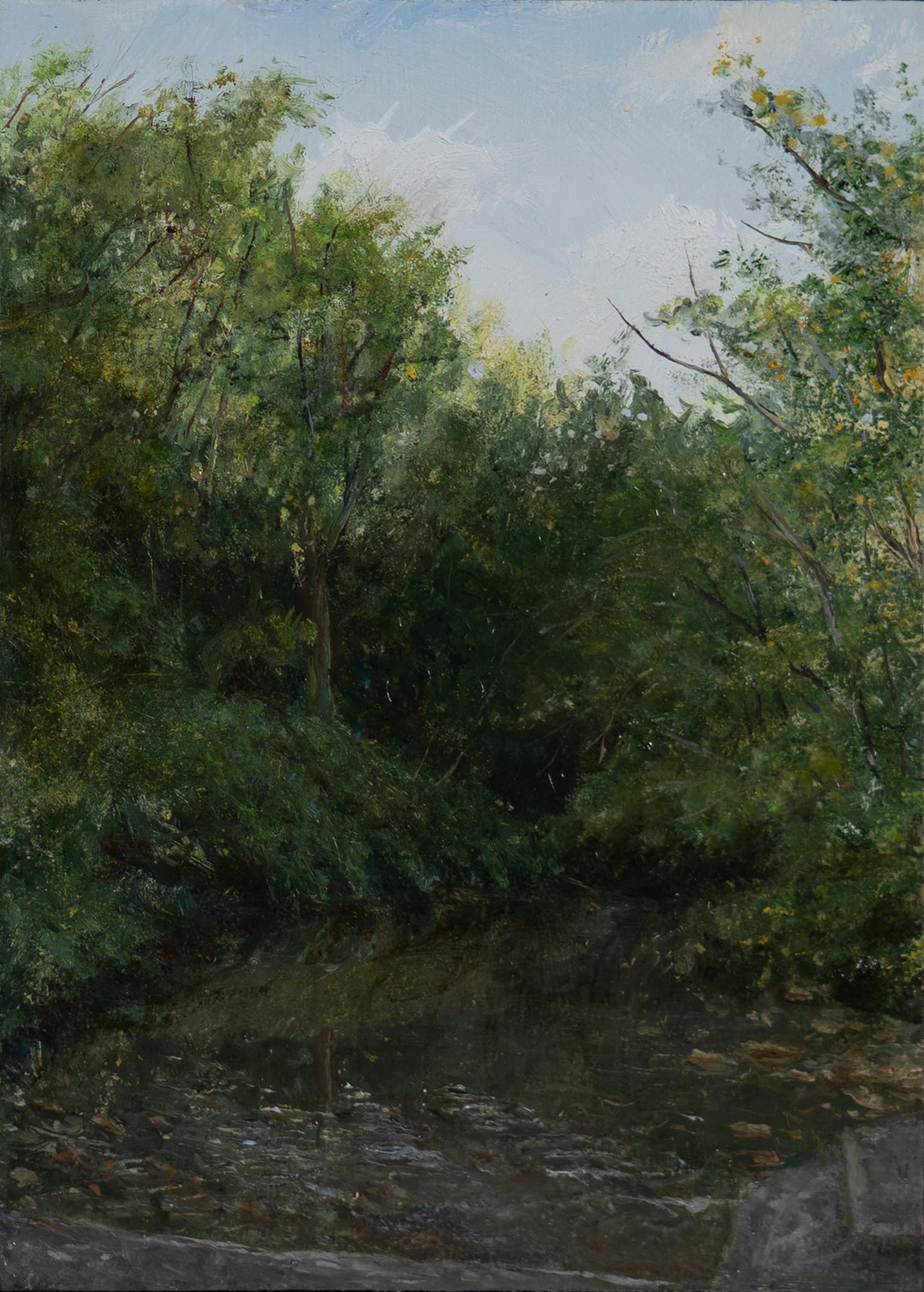 Wissahickon: Looking Upstream From Blue Stone Bridge, July Afternoon_7x5_2025_SF